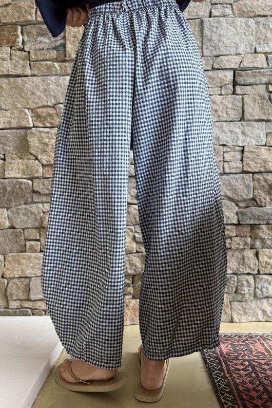 Arbi Gingham 7/8 Barrel Pant Navy